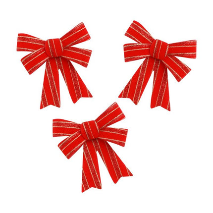 Rood Gouden Strik Strepen 13cm 3st van CHAKS koop je bij Partywinkel