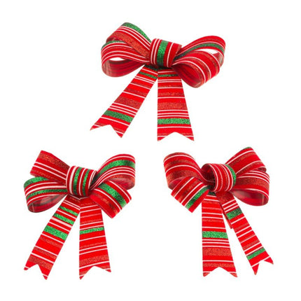 Rood Groene Strik Gestreept 13cm van CHAKS koop je bij Partywinkel