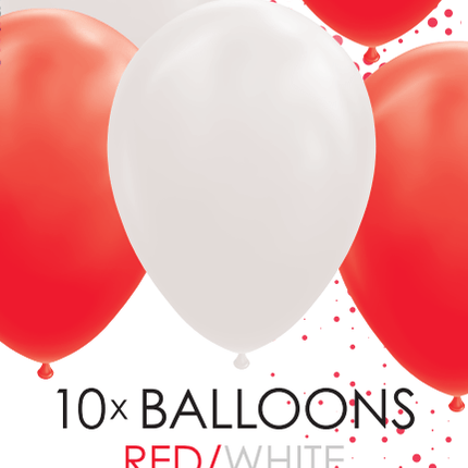 Rood Witte Ballonnen 30cm 10st van WeFiesta koop je bij Partywinkel