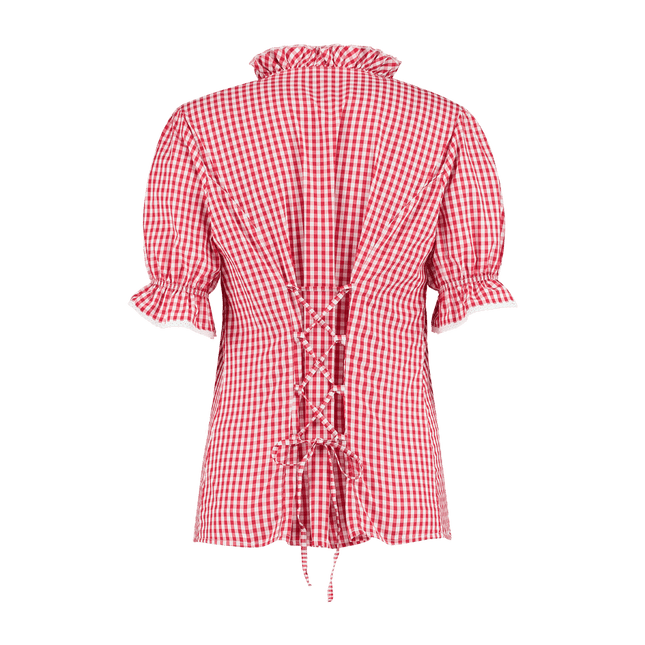 Rood Witte Blouse Dames Geruit van Haus Huberts koop je bij Partywinkel
