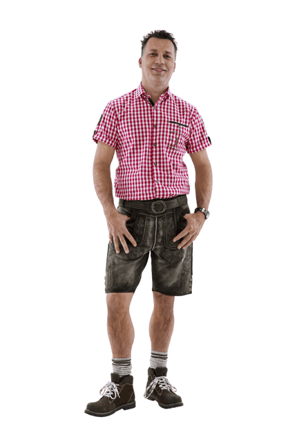 Rood Witte Blouse Heren Korte Mouw Traditioneel Geruit van Haus Huberts koop je bij Partywinkel