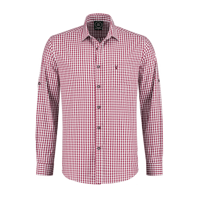 Rood Witte Blouse Heren Lange Mouw Krempelarm van Haus Huberts koop je bij Partywinkel