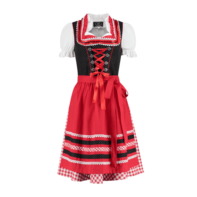 Rood Witte Dirndl Jurk Oktoberfest Dames Geruit van Haus Huberts koop je bij Partywinkel