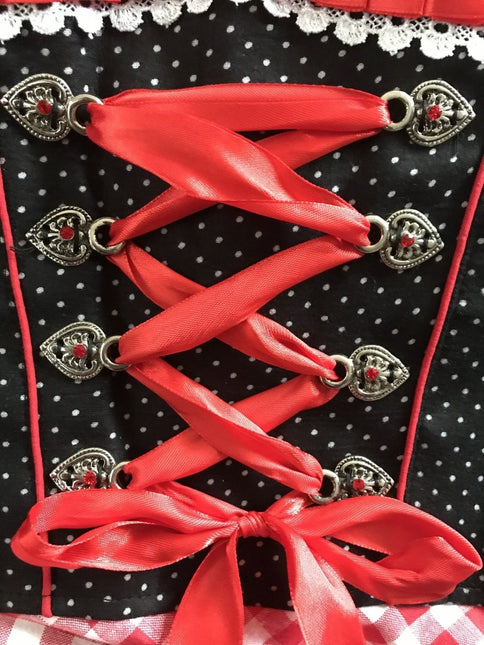 Rood Witte Dirndl Jurk Oktoberfest Dames Geruit van Haus Huberts koop je bij Partywinkel