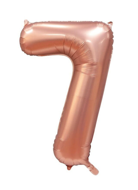 Rose Goud Cijfer Ballon 7 Jaar Glans 86cm van WeFiesta koop je bij Partywinkel