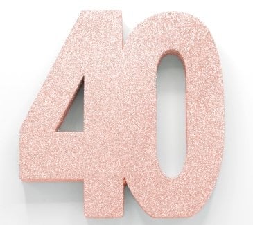 Rose Goud Tafeldecoratie Cijfer 40 Glitter 20,5cm van WeFiesta koop je bij Partywinkel