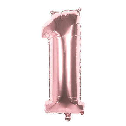 Rose Gouden Cijfer Ballon 1 Jaar 86cm van Boland koop je bij Partywinkel