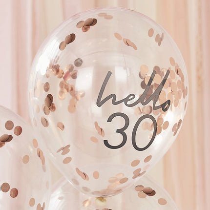 Rose Gouden Confetti Ballonnen 30 Jaar 30cm 5st van Ginger Ray koop je bij Partywinkel