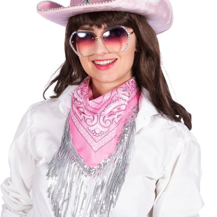 Roze Bandana Strass Franjes van Wilbers & Wilbers koop je bij Partywinkel