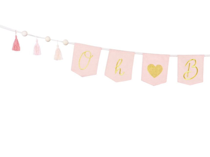 Roze Banner Oh Baby 2,5m van Partydeco koop je bij Partywinkel