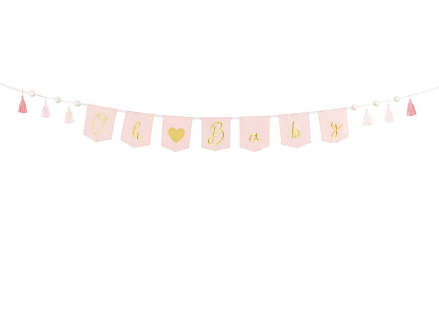 Roze Banner Oh Baby 2,5m van Partydeco koop je bij Partywinkel