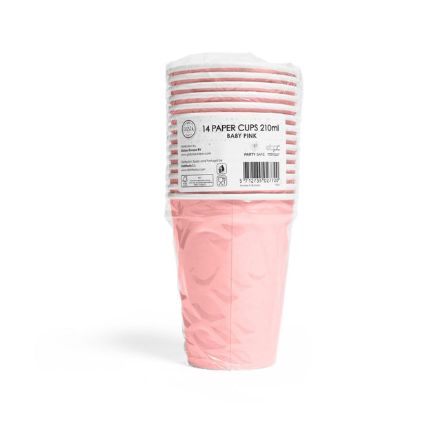 Roze Bekers Papier 210ml 14st van WeFiesta koop je bij Partywinkel