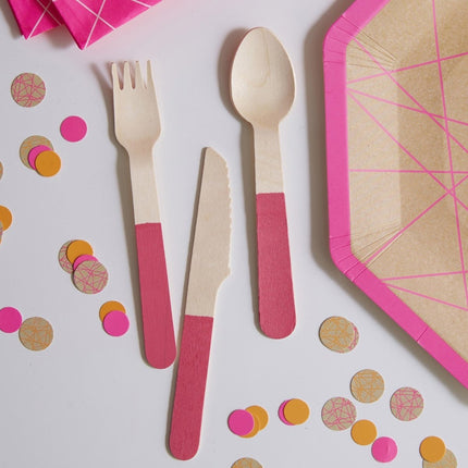 Roze Bestek Hout 18 delig van Ginger Ray koop je bij Partywinkel