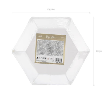 Roze Borden Gouden Bladeren 23cm 6st van Partydeco koop je bij Partywinkel