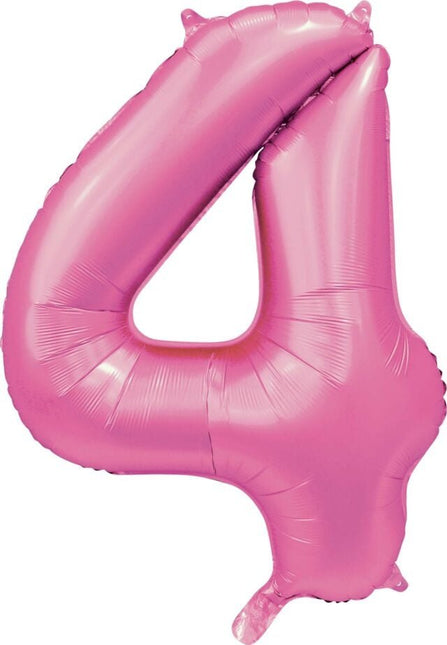 Roze Cijfer Ballon 4 Jaar Glans 86cm van WeFiesta koop je bij Partywinkel