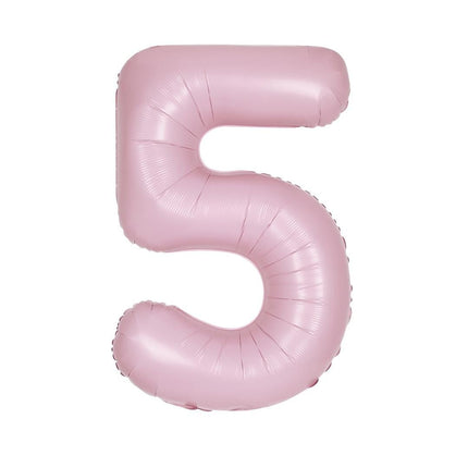 Roze Cijfer Ballon 5 Jaar Matte 86cm van Unique koop je bij Partywinkel