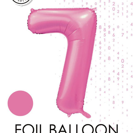 Roze Cijfer Ballon 7 Jaar Glans 86cm van WeFiesta koop je bij Partywinkel