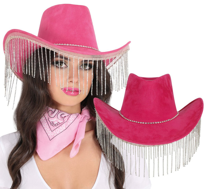 Roze Cowboy Hoed Franjes van Fiestas Guirca koop je bij Partywinkel