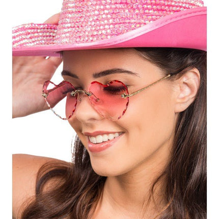 Roze Hartjesbril met Goudkleurige Details van CHAKS koop je bij Partywinkel