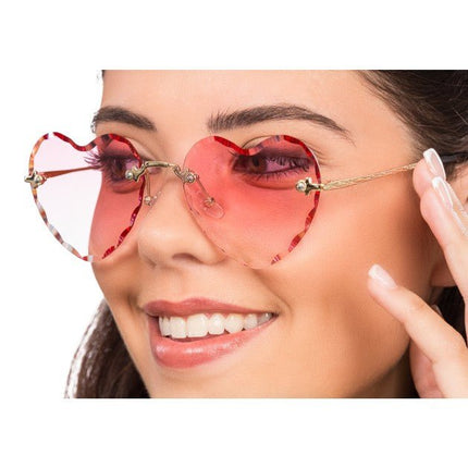 Roze Hartjesbril met Goudkleurige Details van CHAKS koop je bij Partywinkel