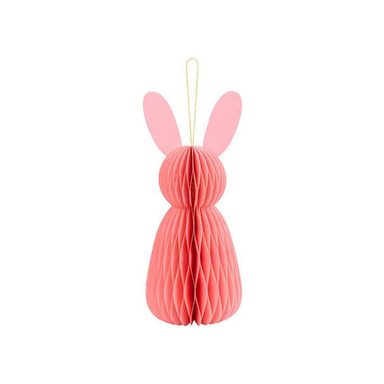 Roze Honeycomb Konijn 30cm van Partydeco koop je bij Partywinkel
