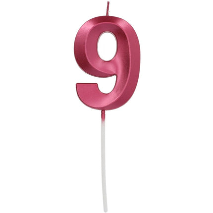 Roze Kaars 9 Jaar 5cm van Folat koop je bij Partywinkel