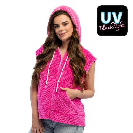 Roze Vest Neon Fluffy van Boland koop je bij Partywinkel