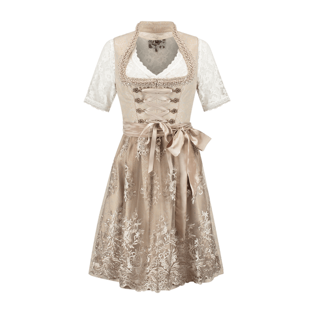Roze Wit Creme Dirndl Jurk Oktoberfest Dames Jaquard van Haus Huberts koop je bij Partywinkel