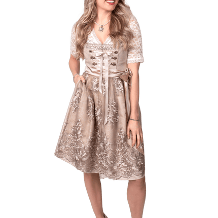 Roze Wit Creme Dirndl Jurk Oktoberfest Dames Jaquard van Haus Huberts koop je bij Partywinkel