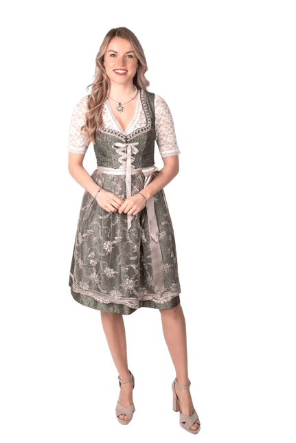 Roze Wit Creme Dirndl Jurk Oktoberfest Dames Jaquard Grijs van Haus Huberts koop je bij Partywinkel
