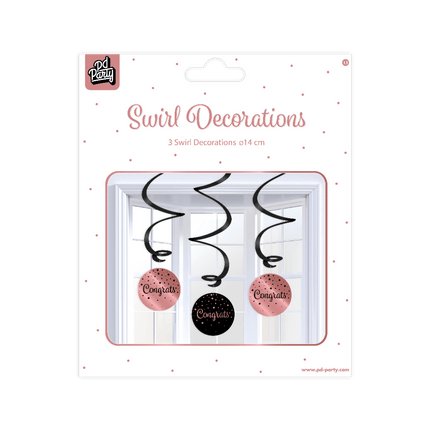 Roze Zwarte Hangdecoratie Congrats 17cm van Paper Dreams koop je bij Partywinkel