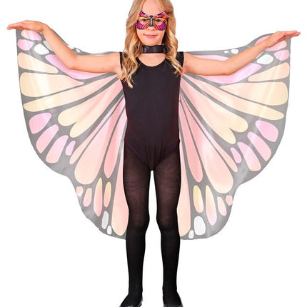 Roze/Oker Vlindervleugels En Oogmasker Kind van Widmann koop je bij Partywinkel
