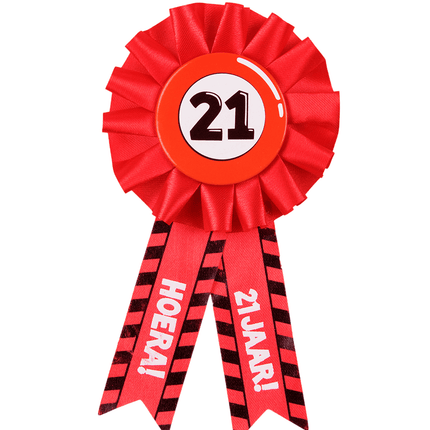 Rozet Hoera 21 Jaar Hoera van Paper Dreams koop je bij Partywinkel