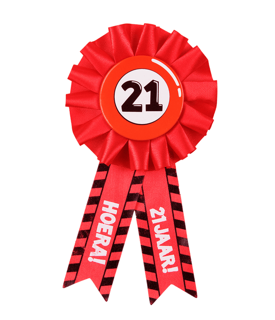 Rozet Hoera 21 Jaar Hoera van Paper Dreams koop je bij Partywinkel