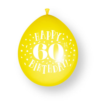 10 st. ”Happy 60th Birthday”-ballonger i latex, 23 cm
