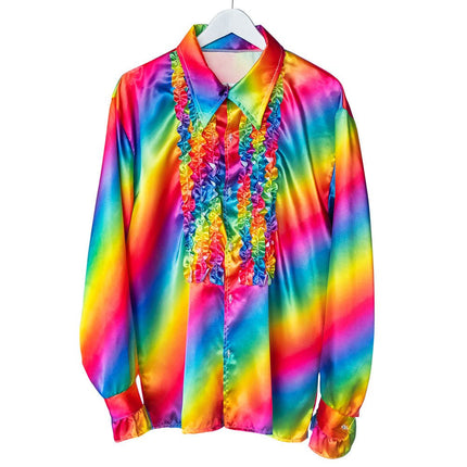 Ruffle Blouse Heren Regenboog van Boland koop je bij Partywinkel