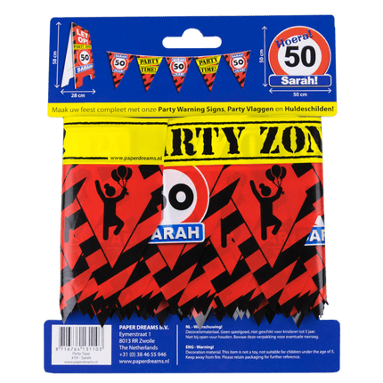Sarah Afzetlint 50 jaar Verkeersbord 12m van Paper Dreams koop je bij Partywinkel