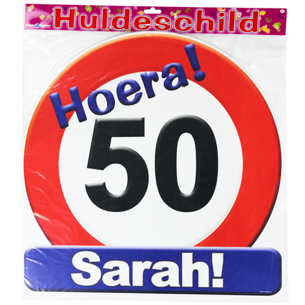 Sarah Deurbord 50 Jaar Verkeersbord 50cm van Paper Dreams koop je bij Partywinkel