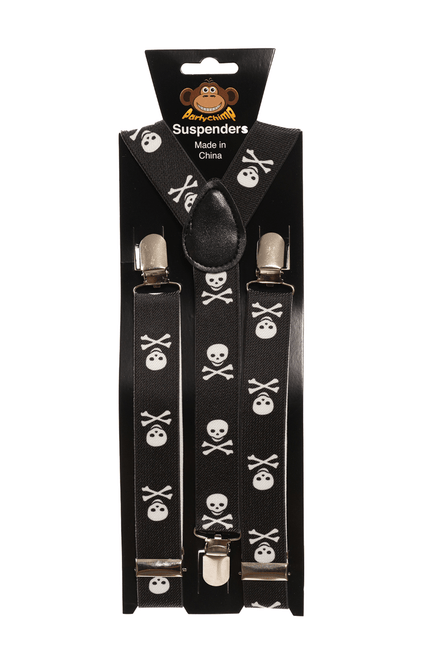 Schedel Bretels Zwart Wit 2,5cm van Partychimp koop je bij Partywinkel