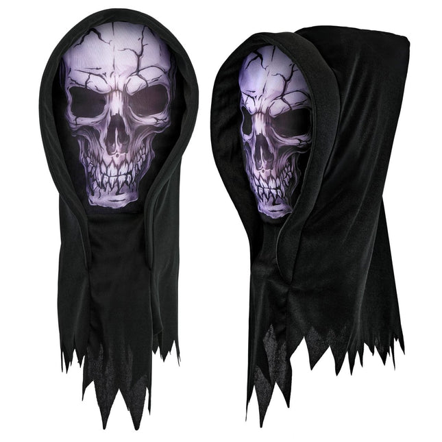 Schedel Masker Zwart Met Kap van Widmann koop je bij Partywinkel