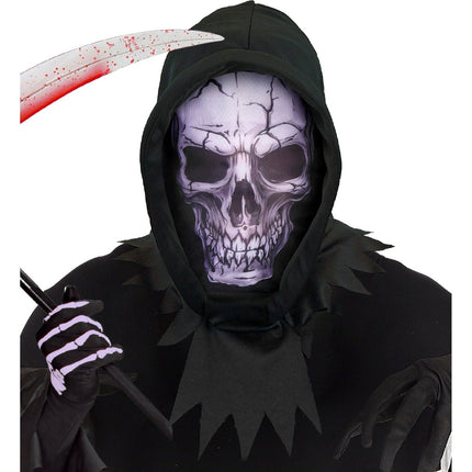 Schedel Masker Zwart Met Kap van Widmann koop je bij Partywinkel
