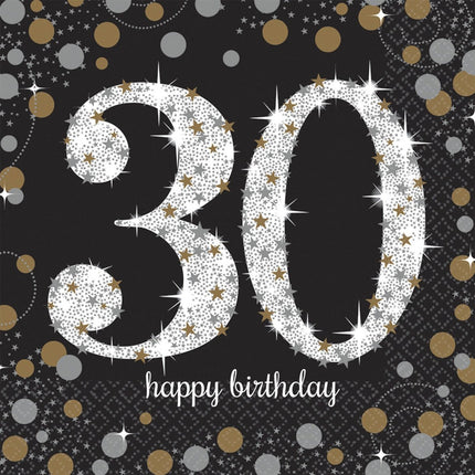 Servetten 30 Jaar Happy Birthday 33cm 16st van Riethmueller koop je bij Partywinkel