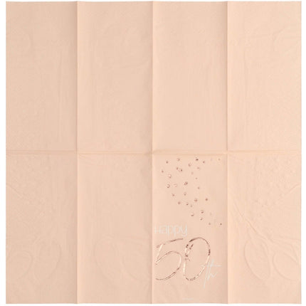 Servetten 50 Jaar Rose Goud 33cm 10st van Folat koop je bij Partywinkel