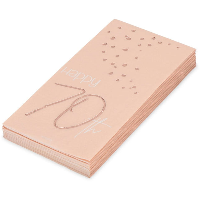 Servetten 70 Jaar Rose Goud 33cm 10st van Folat koop je bij Partywinkel