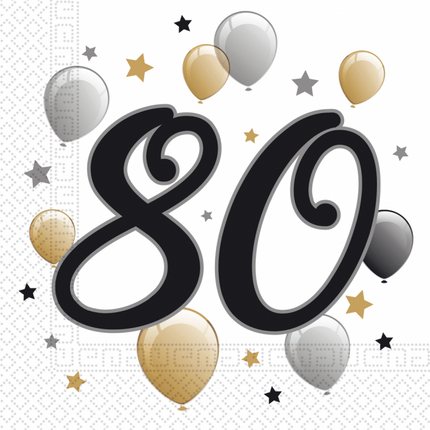 Servetten 80 Jaar Ballonnen 33cm 20st van Procos koop je bij Partywinkel