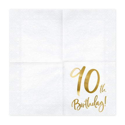 Servetten 90 Jaar Wit 33cm 20st van Partydeco koop je bij Partywinkel