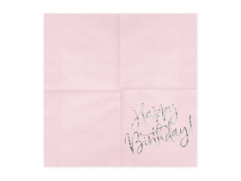 Servetten Happy Birthday Lichtroze 33cm 20st van Partydeco koop je bij Partywinkel