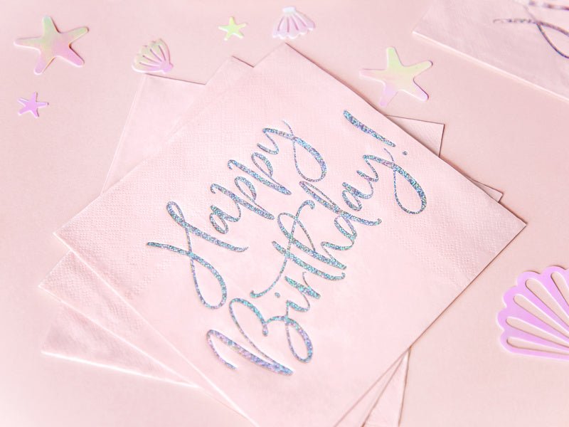 Servetten Happy Birthday Lichtroze 33cm 20st van Partydeco koop je bij Partywinkel