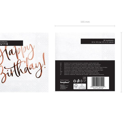 Servetten Happy Birthday Wit 33cm 20st van Partydeco koop je bij Partywinkel