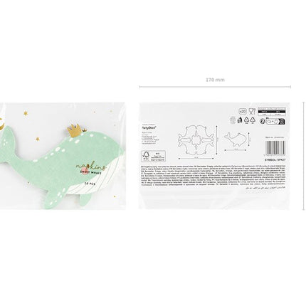 Servetten Walvis 16cm 20st van Partydeco koop je bij Partywinkel